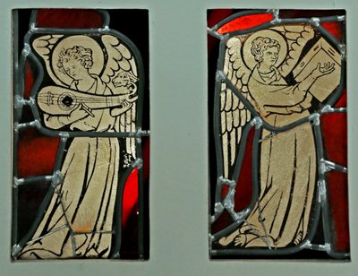 Window depicting Angel Musicians with Lute by French School